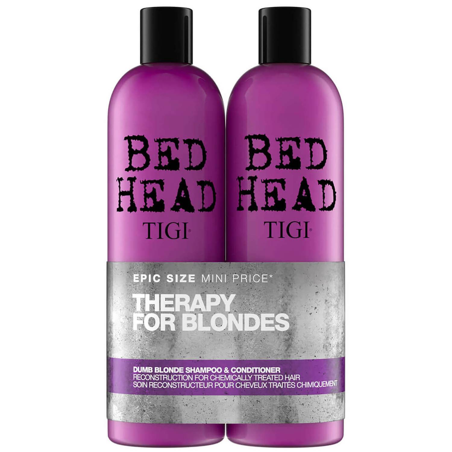 TIGI Bed Head Dumb Blonde Repair Shampoo and Reconstructor for Coloured Hair 2 x 750ml TIGI Bed Head Dumb Blonde Repair Shampoo and Reconstructor for Coloured Hair 2 x 750ml