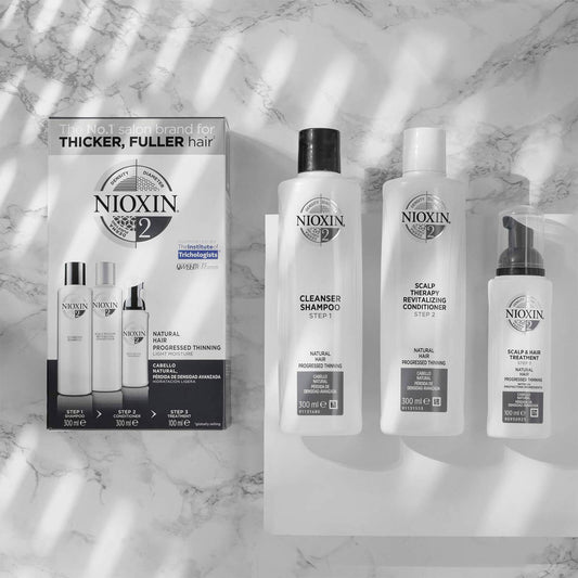 NIOXIN 3-Part System 2 Loyalty Kit for Natural Hair with Progressed Thinning
