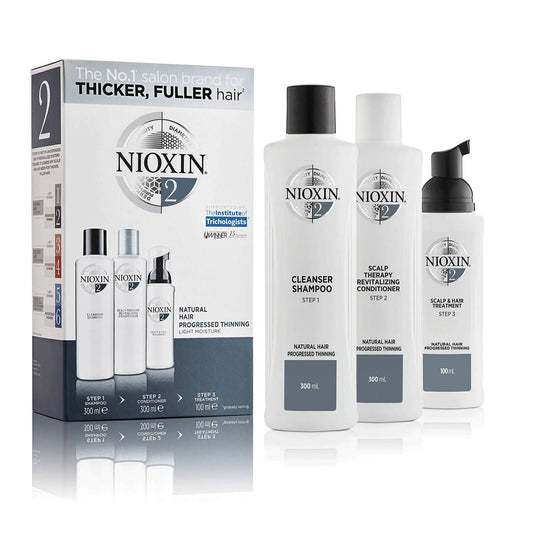 NIOXIN 3-Part System 2 Loyalty Kit for Natural Hair with Progressed Thinning