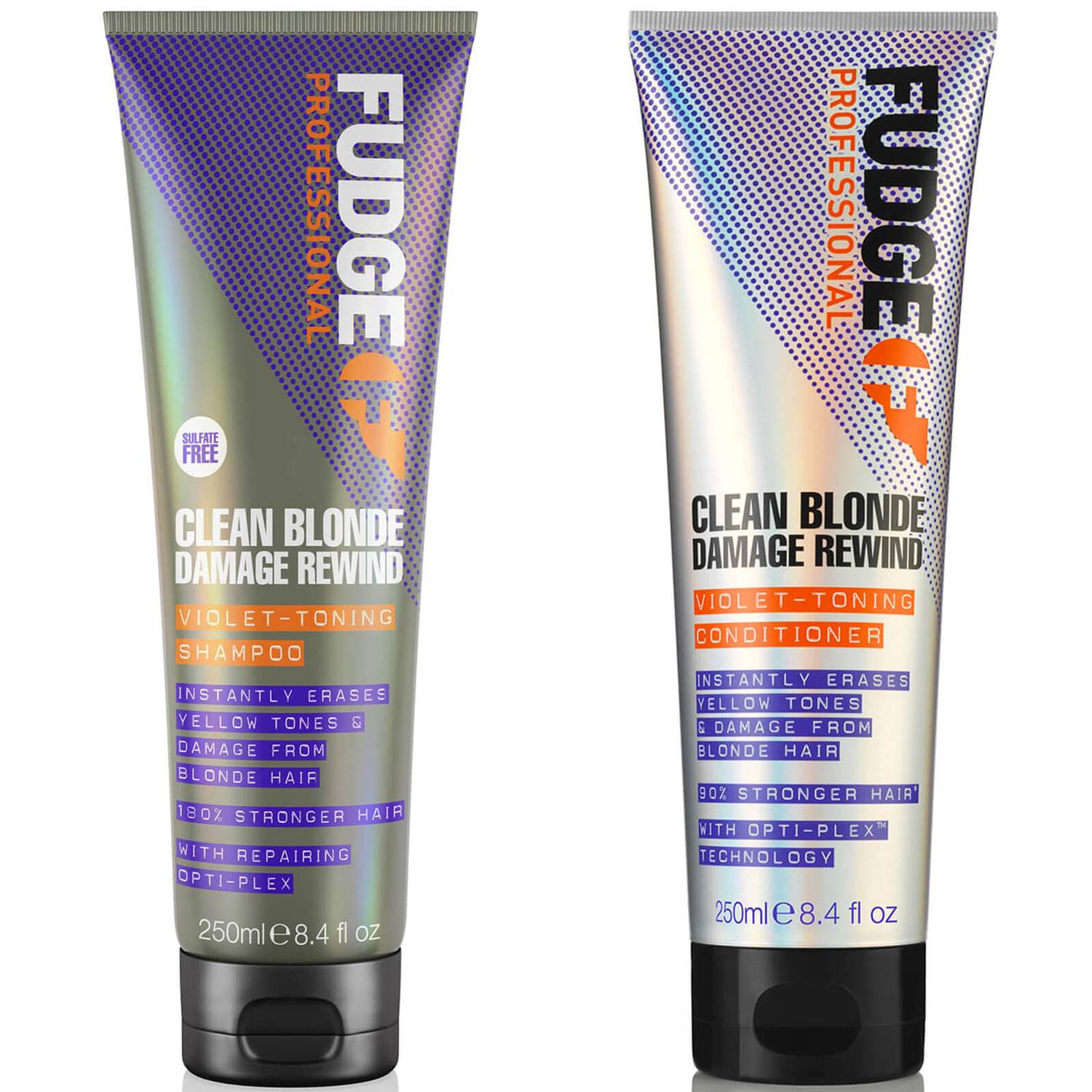 Fudge Professional Clean Blonde Damage Rewind Violet-Toning Shampoo and Conditioner Bundle 250ml Fudge Professional Clean Blonde Damage Rewind Violet-Toning Shampoo and Conditioner Bundle 250ml