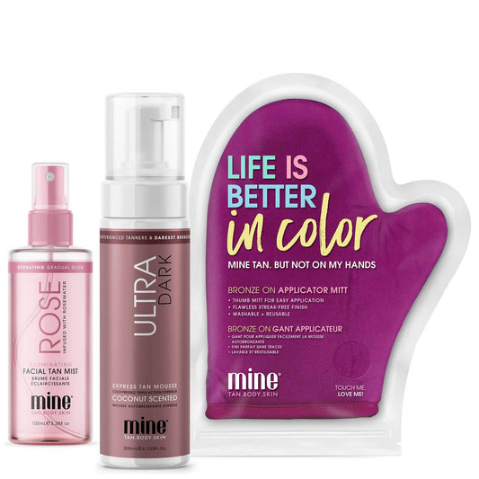 MineTan Get Glowing Face and Body Tanning Trio (Worth £32.97)