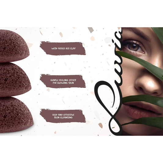 Luvia Konjac Sponge Set - Red Clay