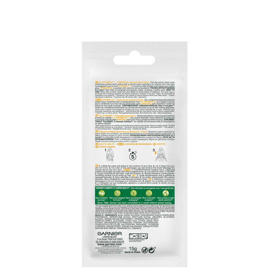 Garnier SkinActive Anti Fatigue Ampoule Sheet Mask - Pineapple and 1% Vitamin C 15g
