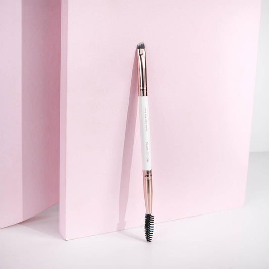 Brushworks White and Gold Brow Duo Brush