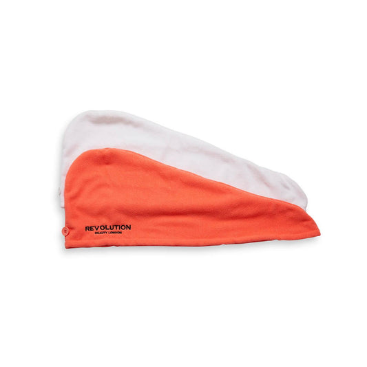 Revolution Haircare Hair 2pk Microfibre Hair Wrap White/Coral