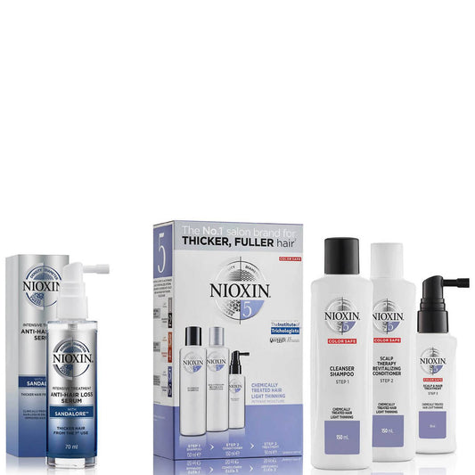 NIOXIN 3-Part System 5 Trial Kit for Chemically Treated Hair with Light Thinning Kit