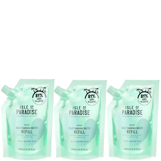 Isle of Paradise Medium Self Tanning Water Refill Bundle Trio (Worth £44.85)