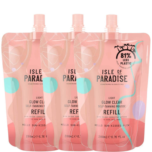 Isle of Paradise Light Glow Clear Mousse Refill Trio (Worth £47.85)