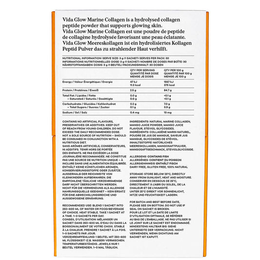 Vida Glow Natural Marine Collagen Sachets - Mango