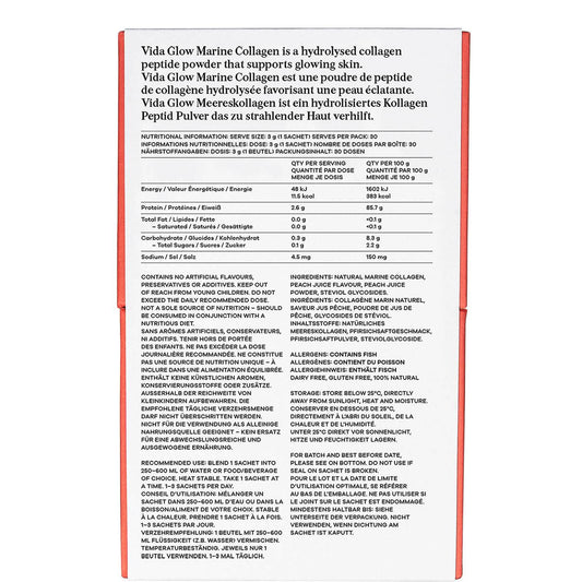 Vida Glow Natural Marine Collagen Sachets - Peach