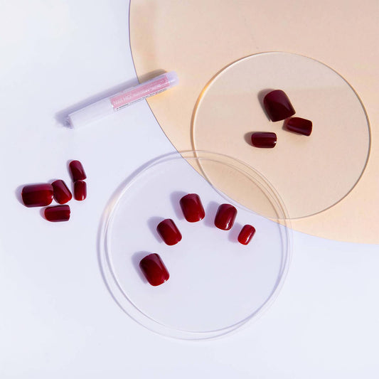 Nail HQ Square Nails Deep Red (24 Pieces)