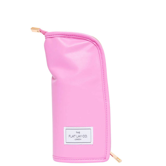 The Flat Lay Co. Standing Brush Case - Pink Leather Monochrome