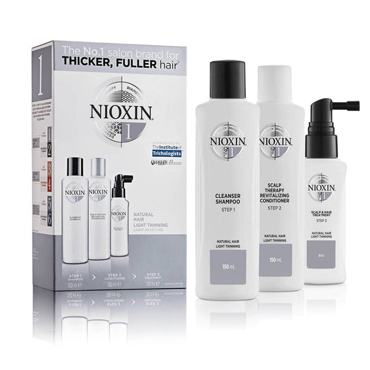 NIOXIN 3-Part System 1 Trial Kit for Natural Hair with Light Thinning
