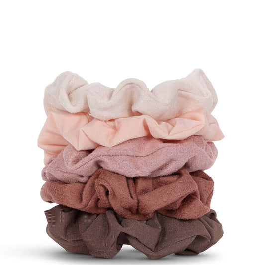 Kitsch Assorted Textured Scrunchies Set - Terracotta (Pack of 5)
