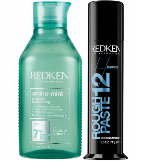 Redken Amino Mint for Oily Scalps and Hair Styling Texture Paste Bundle