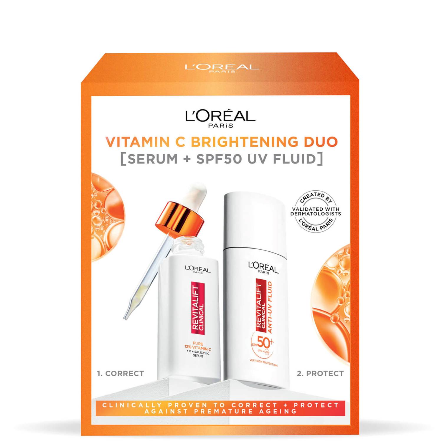 L'Oréal Paris Revitalift Pure Vitamin C Serum and SPF 50+ Invisible Fluid Face Duo L'Oréal Paris Revitalift Pure Vitamin C Serum and SPF 50+ Invisible Fluid Face Duo