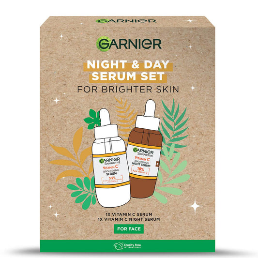 Garnier Vitamin C Day and Night Serum Gift Set for Face, Anti-Dark Spots and Brightening