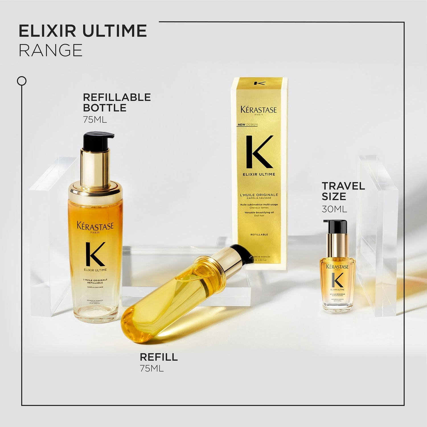 Kérastase Elixir Ultime Hair Oil L'Huile Originale, For All Hair Types with Argan Oil & Heat Protection 30ml