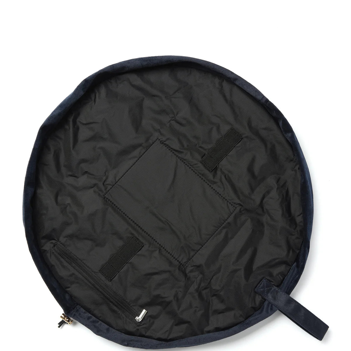 The Flat Lay Co. Drawstring Makeup Bag in Embroidered Celestial Blue Velvet