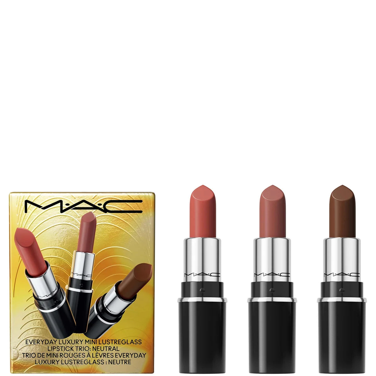 MAC Everyday Luxury Mini Lustreglass Lipstick Trio - Neutral (Worth £45)