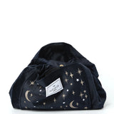 The Flat Lay Co. Drawstring Makeup Bag in Embroidered Celestial Blue Velvet