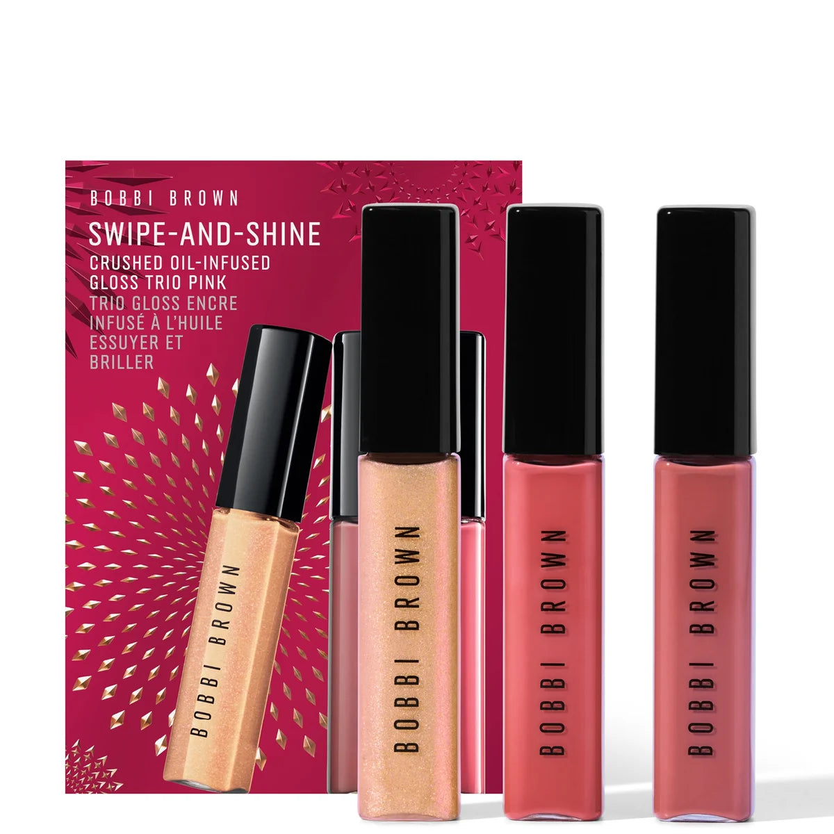 Bobbi Brown Swipe-and-Shine Crushed Oil-Infused Gloss Trio - Pink (Worth £54)