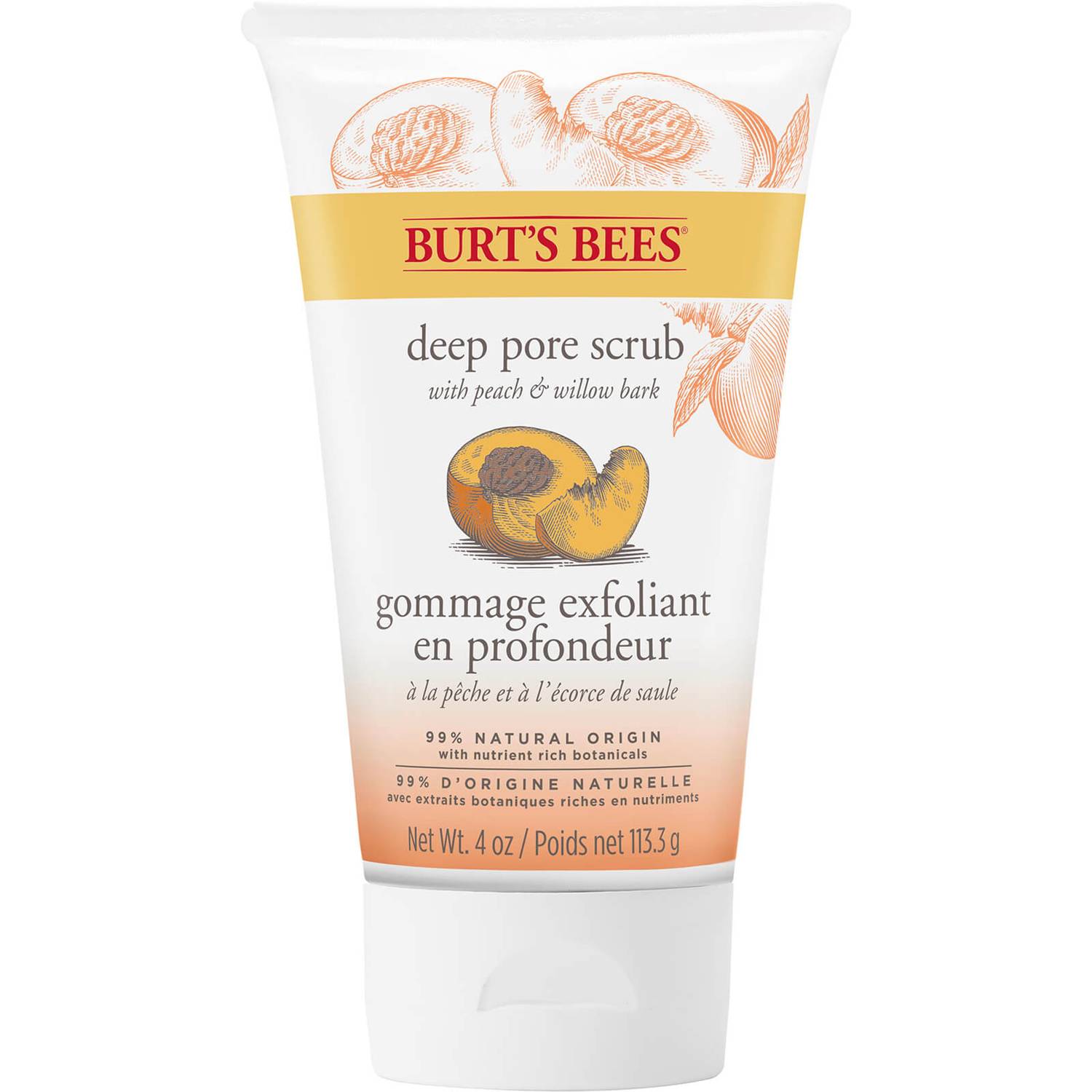 Burt's Bees Peach & Willowbark Deep Pore Scrub (4 oz / 110g)