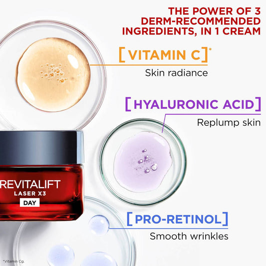 L'Oréal Paris Dermo Expertise Revitalift Laser Renew Advanced Anti-Aging Moisturiser - Triple Action (50ml)