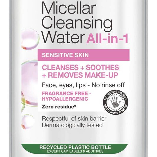 Garnier Micellar Water Facial Cleanser and Makeup Remover for Sensitive Skin 400ml