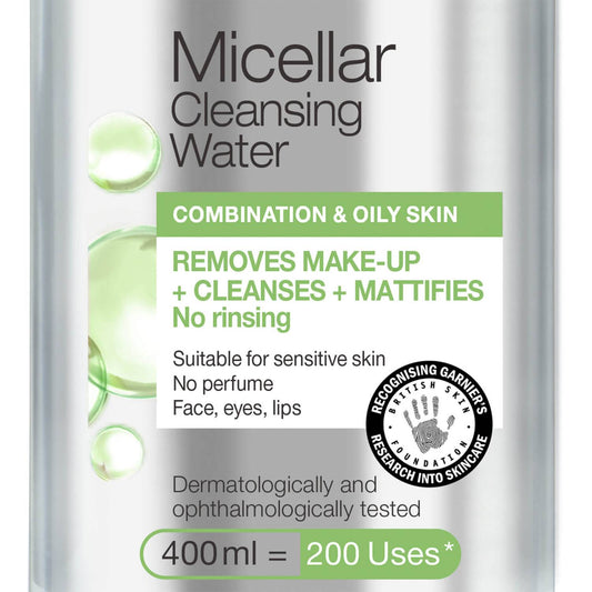 Garnier Micellar Water Facial Cleanser and Makeup Remover for Combination Skin 400ml