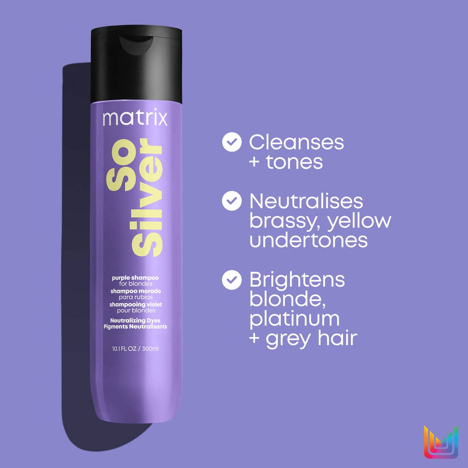 Matrix Total Results So Silver Purple Toning Shampoo for Blonde, Silver & Grey Hair 300ml