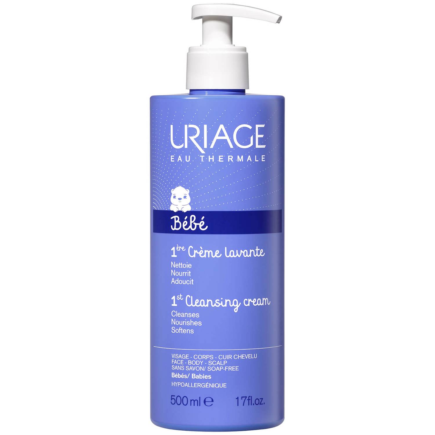 Uriage Soap Free Cleansing Cream for Face, Body and Scalp 500ml