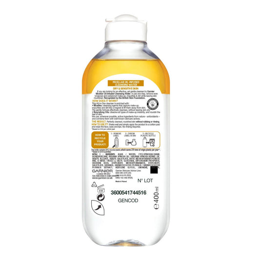 Garnier Micellar Water Oil Infused Facial Cleanser and Makeup Remover 400ml