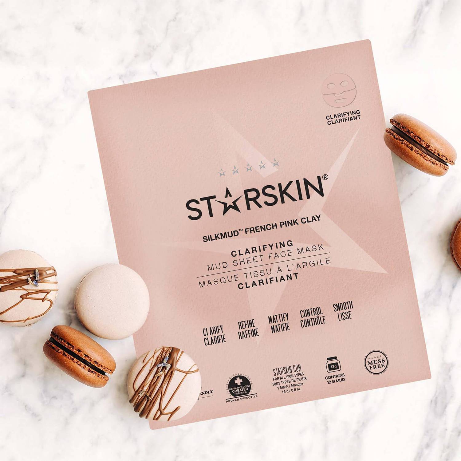 STARSKIN SILKMUD? Pink French Clay Purifying Liftaway Mud Face Sheet Mask