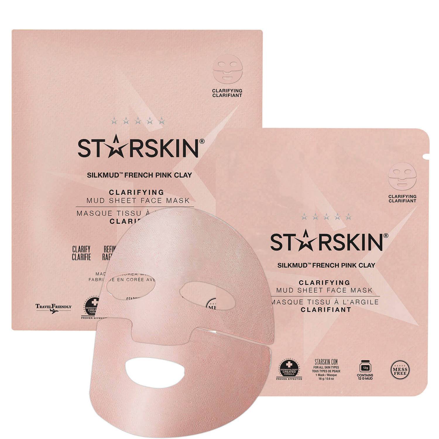 STARSKIN SILKMUD? Pink French Clay Purifying Liftaway Mud Face Sheet Mask