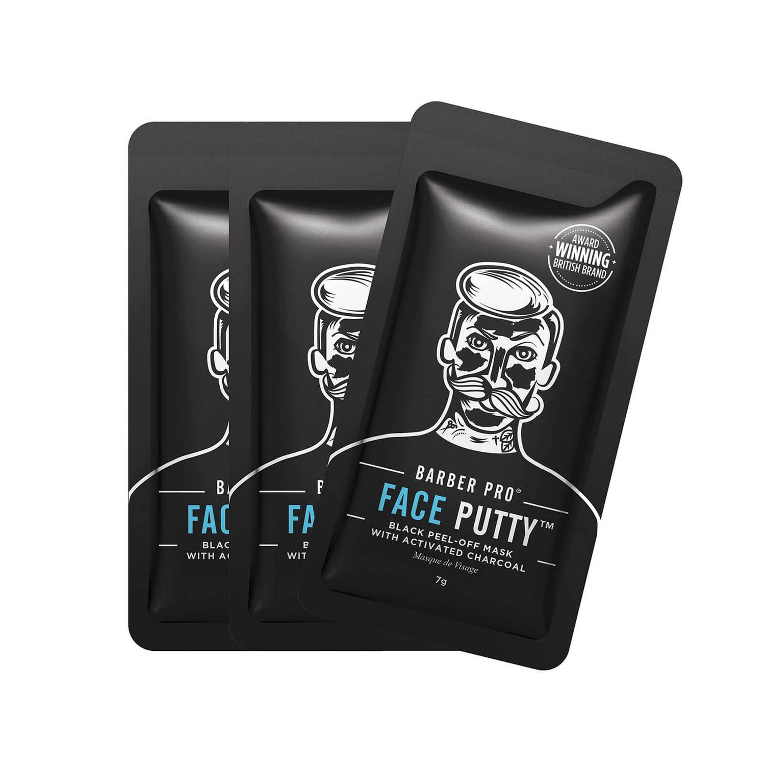 BARBER PRO Face Putty Black Peel-Off Mask with Activated Charcoal (3 Applications)