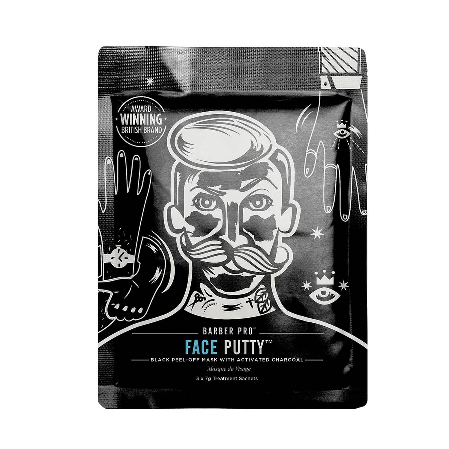 BARBER PRO Face Putty Black Peel-Off Mask with Activated Charcoal (3 Applications)