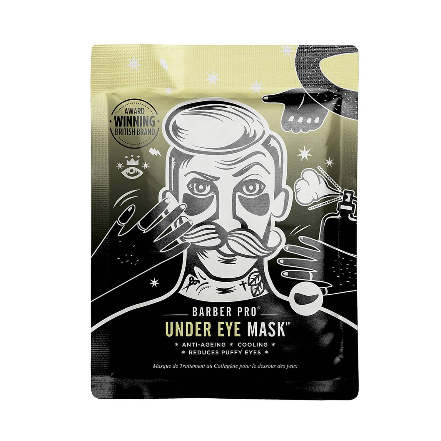 BARBER PRO Under Eye Mask with Activated Charcoal and Volcanic Ash (3 Applications)