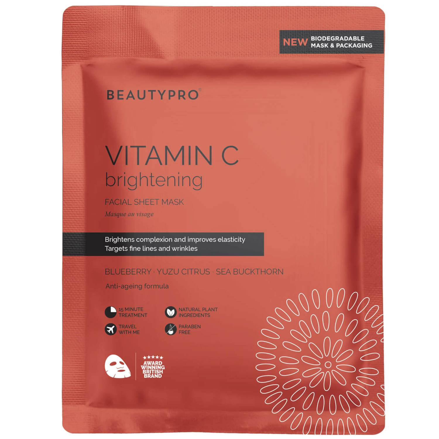 BeautyPro Brightening Collagen Sheet Mask with Vitamin C