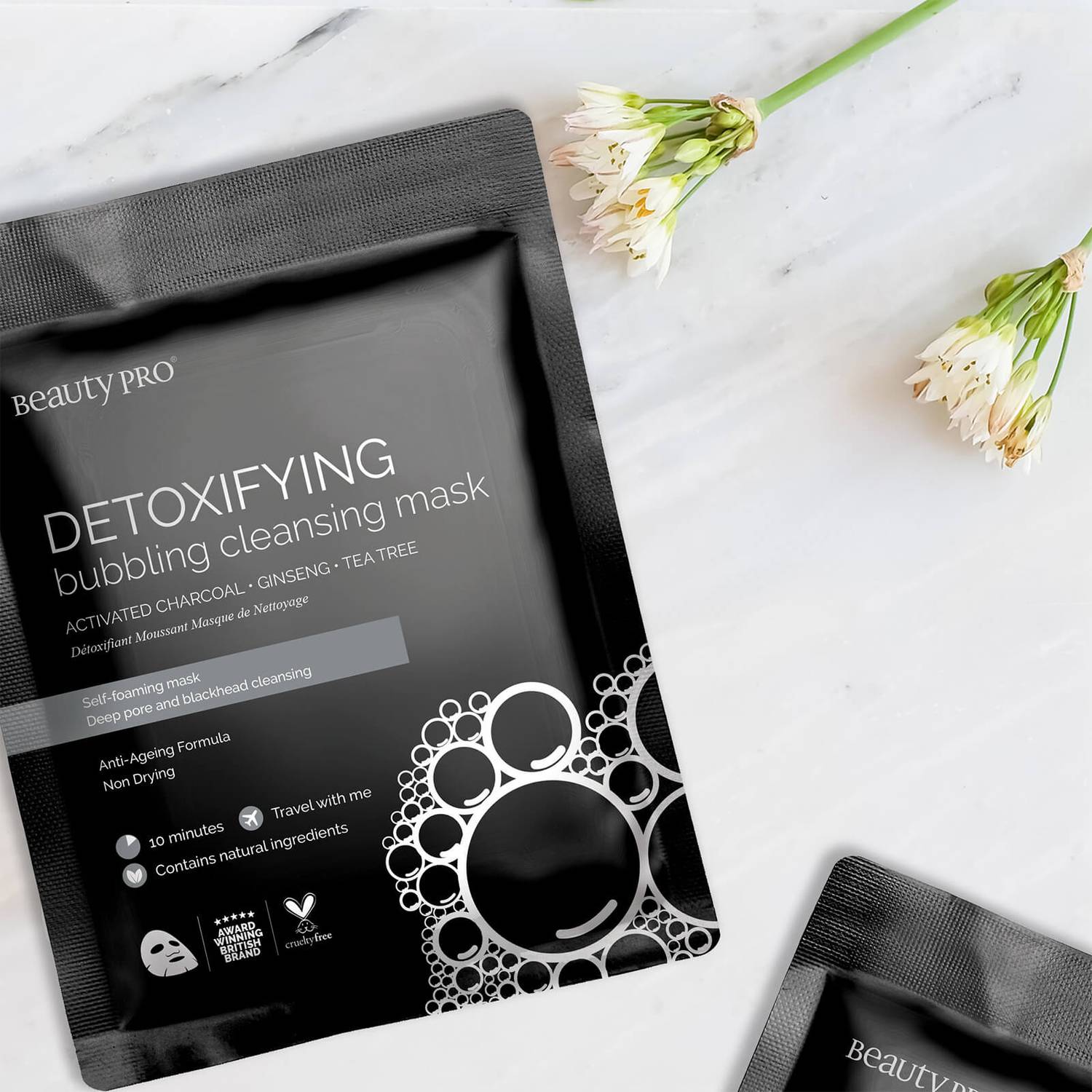 BeautyPro Detoxifying Foaming Cleansing Sheet Mask with Activated Charcoal