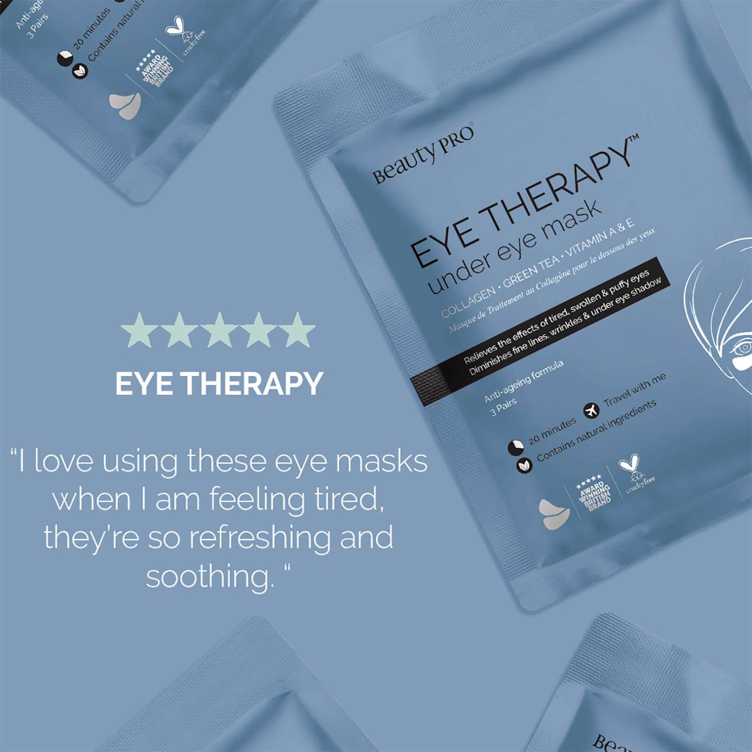 BeautyPro Eye Therapy Under Eye Mask with Collagen and Green Tea Extract (3 Applications)