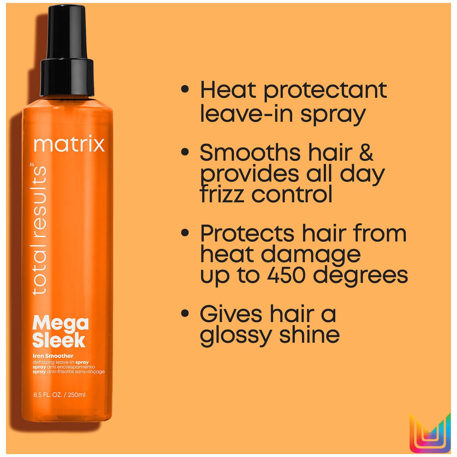 Matrix Total Results Mega Sleek Iron Smoother Heat Protection and Frizz Control Hair Spray 250ml
