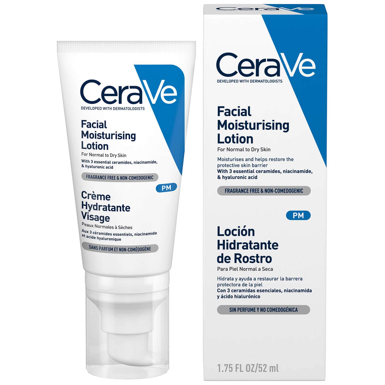 CeraVe PM Facial Moisturising Lotion with Ceramides for Normal to Dry Skin 52ml