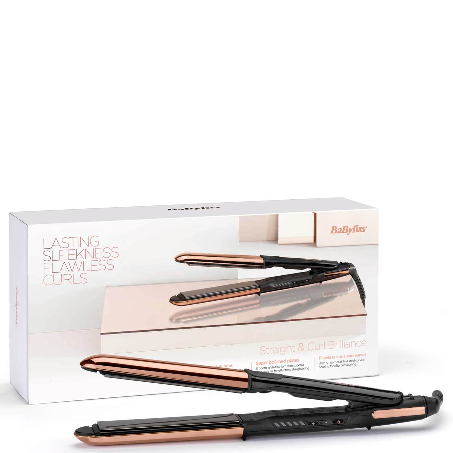 BaByliss Straight and Curl Brilliance Rose-Gold Hair Straightener