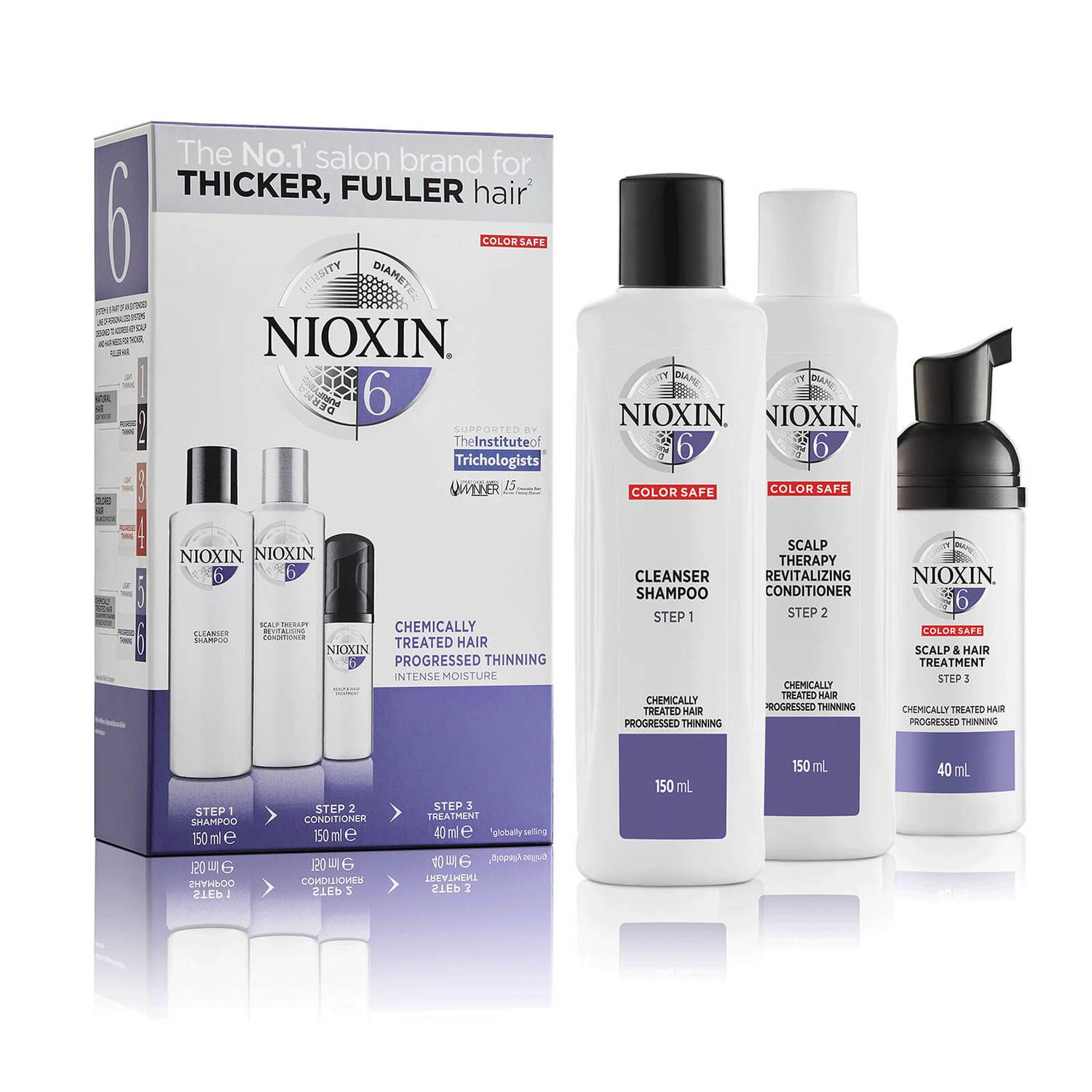 NIOXIN 3-Part System 6 Trial Kit for Chemically Treated Hair with Progressed Thinning