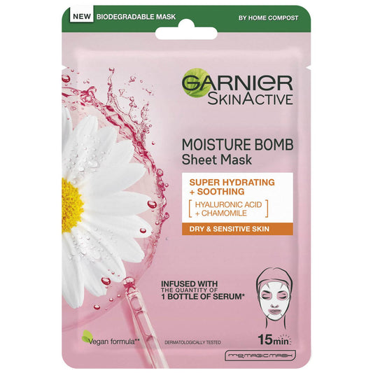 Garnier Moisture Bomb Camomile Hydrating Face Sheet Mask for Dry and Sensitive Skin 28g