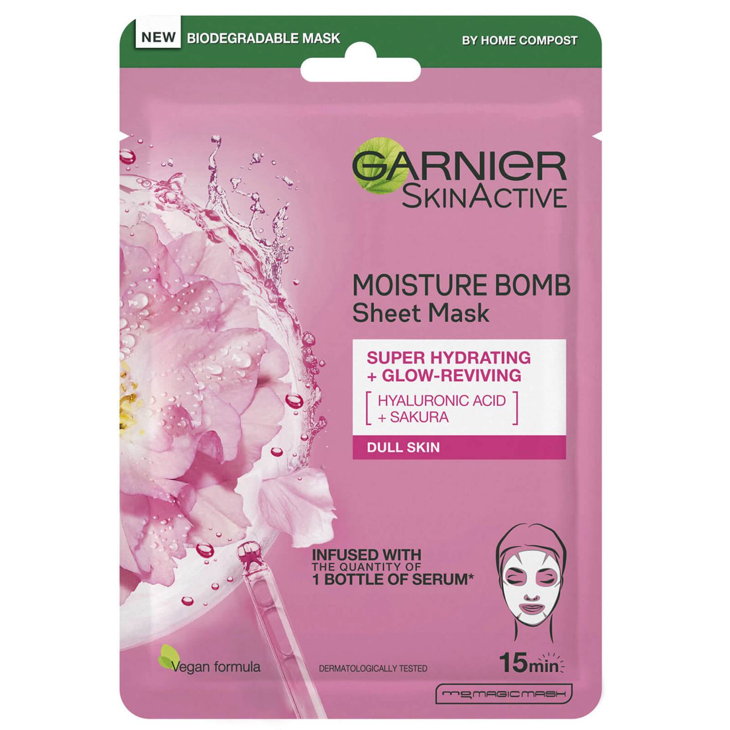 Garnier Moisture Bomb Sakura Hydrating Face Sheet Mask for Dull Skin 32g