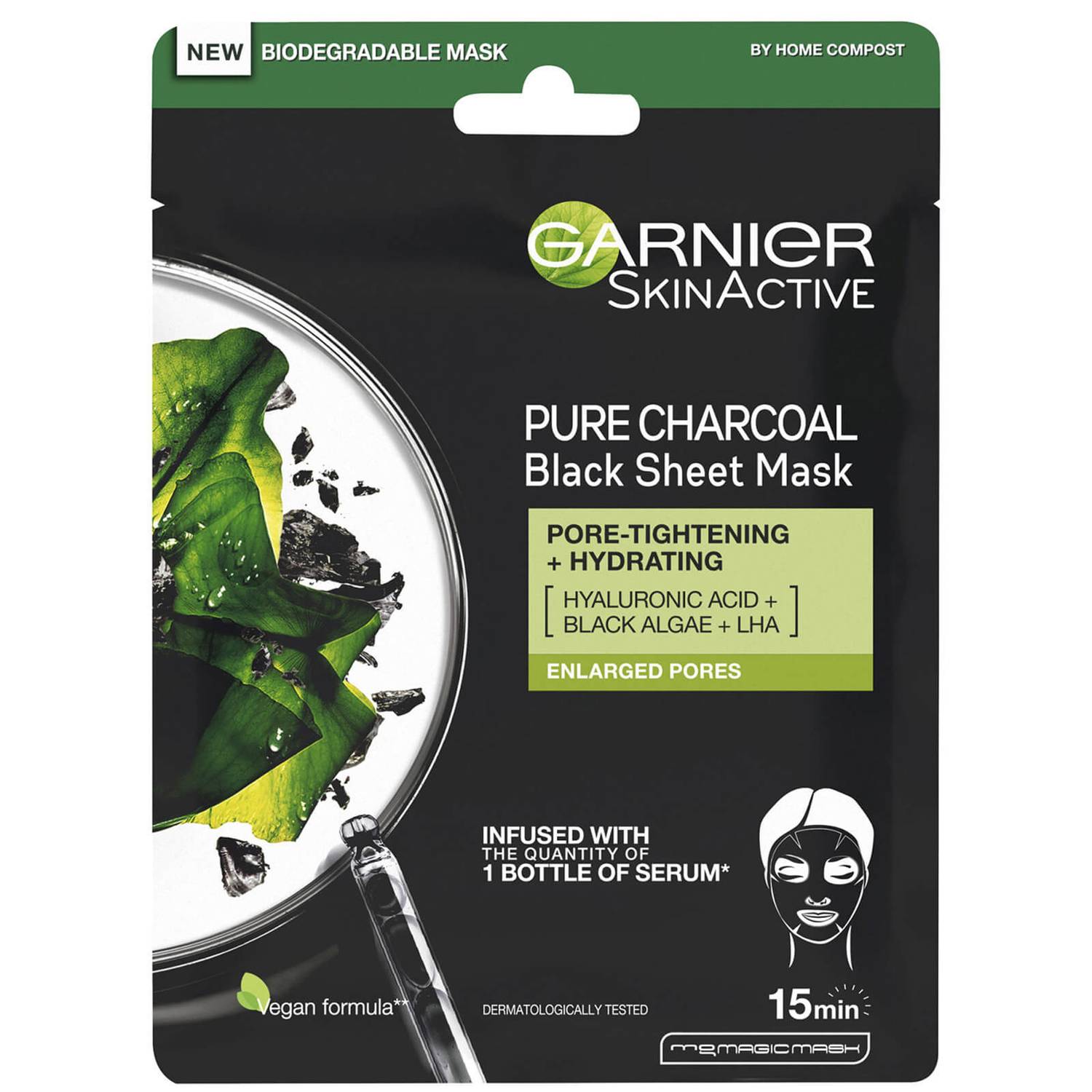 Garnier Charcoal and Algae Purifying and Hydrating Face Sheet Mask for Enlarged Pores 28g