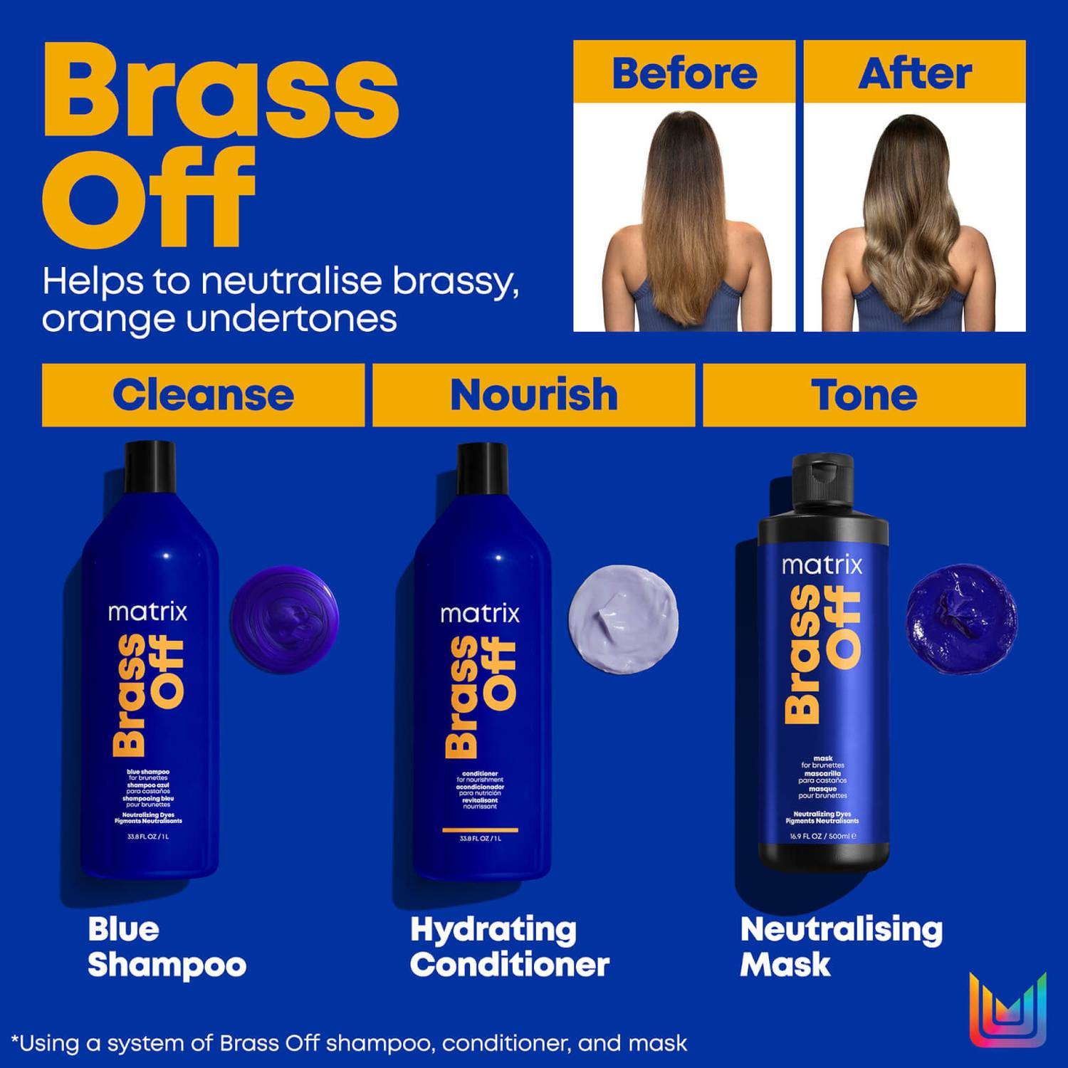 Matrix Total Results Brass Off Brunette Blue Conditioner for Lightened Brunette Hair 1000ml