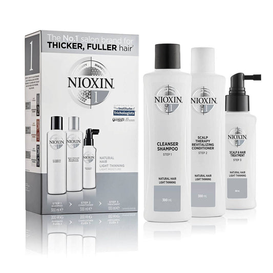 NIOXIN 3-Part System 1 Loyalty Kit for Natural Hair with Light Thinning